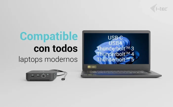 i-tec USB-C Docking Station con 2x HDMI y DisplayPort, 3 Monitores 4K/5K, 100W Power Delivery, Ethernet Gigabit, 6x USB, Audio, VESA, Para Mac/PC/Android