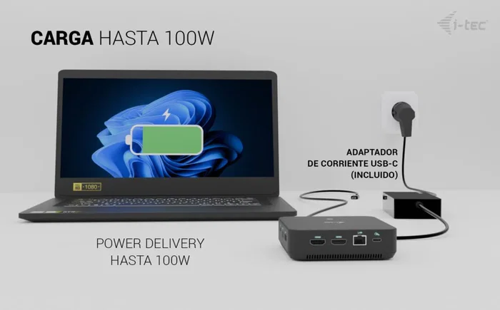 i-tec USB-C Docking Station con 2x HDMI y DisplayPort, 3 Monitores 4K/5K, 100W Power Delivery, Ethernet Gigabit, 6x USB, Audio, VESA, Para Mac/PC/Android