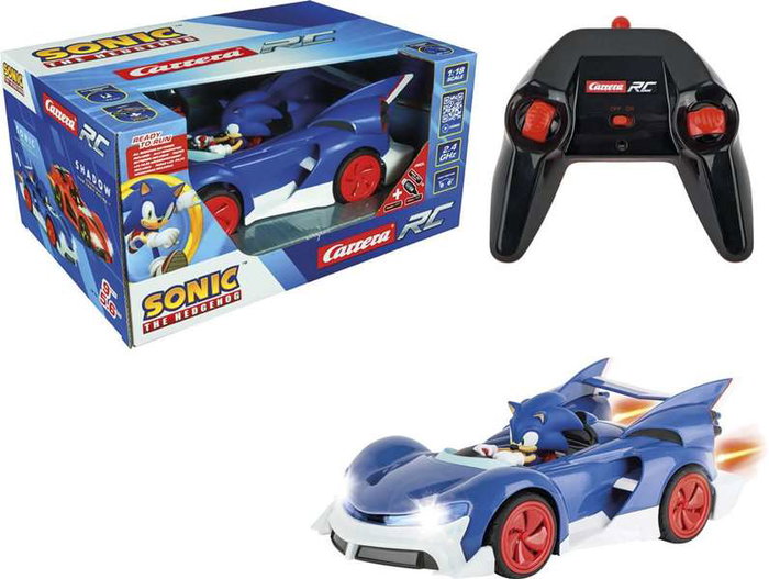 CARRERA Coche Radio Control Team Sonic Escala 1:18 Azul y Plateado