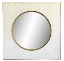 DKD Home Decor Espejo de Hierro 100x100 cm Blanco