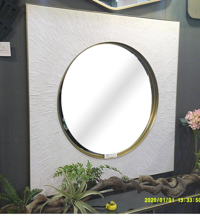 DKD Home Decor Espejo de Hierro 100x100 cm Blanco