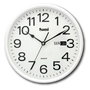 SAMI Reloj de Pared Redondo con Calendario, 25.4 cm (10 Pulgadas), Blanco, Esfera Blanca