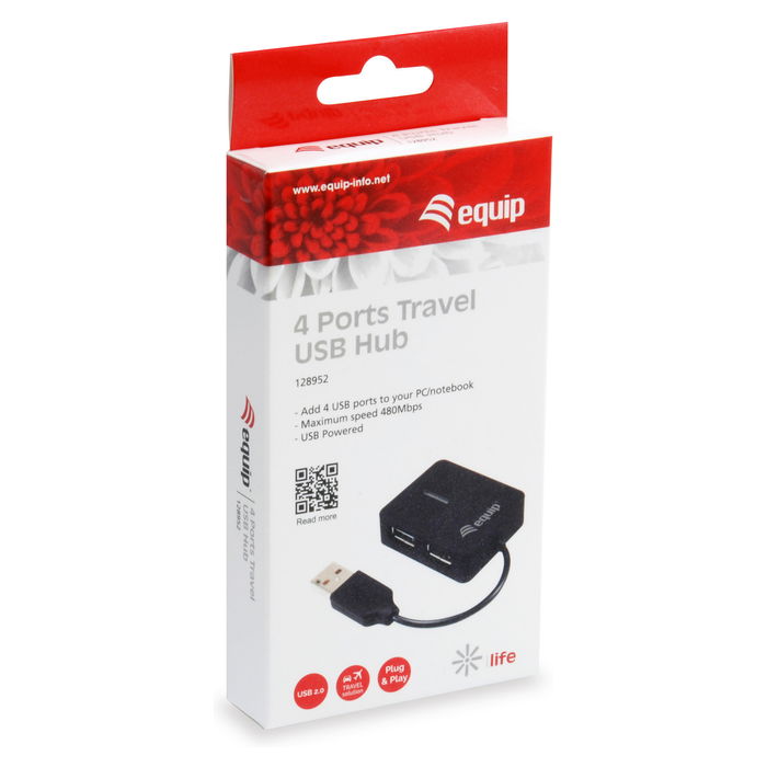 EQUIP Hub USB 128952 4 Puertos USB 2.0 Negro 480Mbps EQUIP Hub USB 128952 4 Puertos USB 2.0 Negro 480Mbps