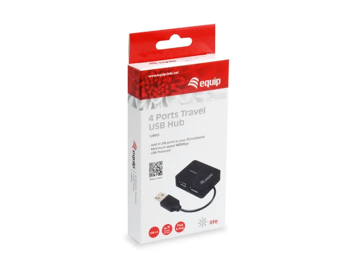 EQUIP Mini Hub de Viaje 4 Puertos USB 2.0 Negro EQUIP Mini Hub de Viaje 4 Puertos USB 2.0 Negro
