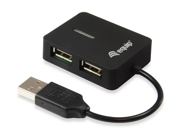 Equip 128952 Hub USB 2.0 4 Puertos, 480 Mbps, Negro, Mini Hub Travel, Conectar y Usar