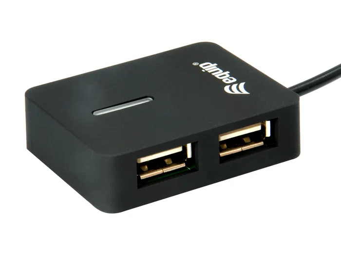 Equip 128952 Hub USB 2.0 4 Puertos, 480 Mbps, Negro, Mini Hub Travel, Conectar y Usar