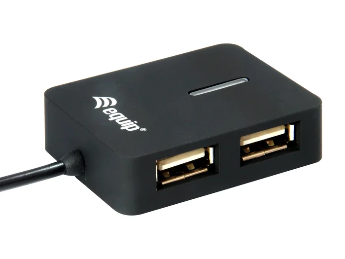 Equip 128952 Hub USB 2.0 4 Puertos, 480 Mbps, Negro, Mini Hub Travel, Conectar y Usar