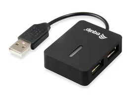 Equip 128952 Hub USB 2.0 4 Puertos, 480 Mbps, Negro, Mini Hub Travel, Conectar y Usar