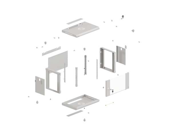 LANBERG Armario Rack 12U 19 pulg. Gris con Puerta de Cristal