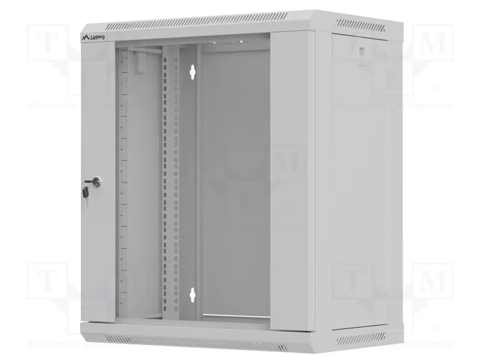 LANBERG Armario Rack 12U 19 pulg. Gris con Puerta de Cristal