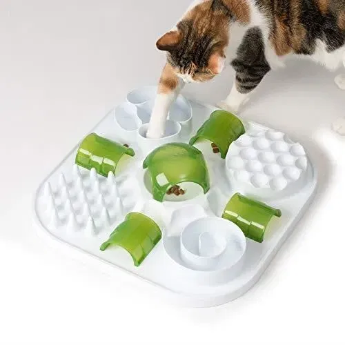 Catit Rompecabezas Interactivo de Alimentación Lenta para Gatos con 6 Actividades Divertidas