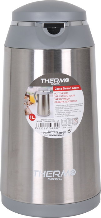 Thermosport Jarra Termo Acero Inoxidable 1 Lt. con Dimensiones 13.3 cm Ancho x 26.7 cm Alto x 20 cm Largo (6 Unidades)