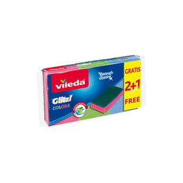 Vileda Estropajo Glitzi Colors 2+1 con Tratamiento Antibacterias