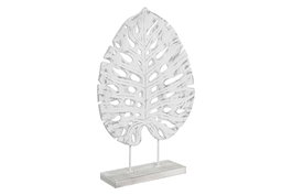 DKD Home Decor Decoración de Hoja con Acabado Desgastado Blanco