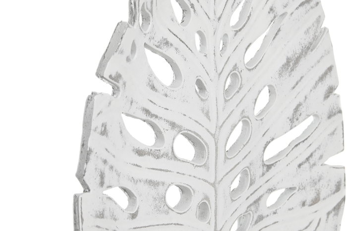 DKD Home Decor Decoración de Hoja con Acabado Desgastado Blanco