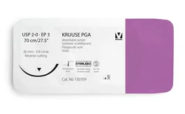 Kruuse Sutura PGA 2/0 70cm Aguja 36mm 3/8 Triangular 12u