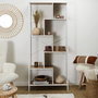 Edison Estantería Natural 80x30x180 cm con Estructura Hierro y Baldas de Madera, Acabado Blanco