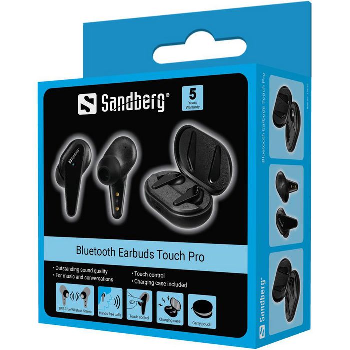 Sandberg Auriculares Bluetooth Inalámbricos Earbuds Touch Pro Táctiles con Estuche de Carga
