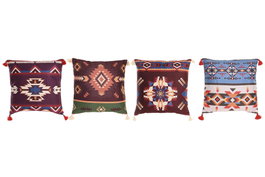 DKD Home Decor Cojín Ikat Multicolor Pack de 4