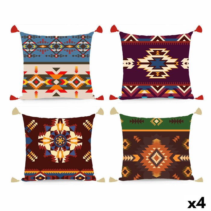 DKD Home Decor Cojín Ikat Multicolor Pack de 4