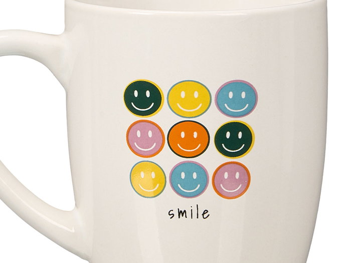 VESSIA Taza de Porcelana Smile 350 ml Blanco-Multicolor