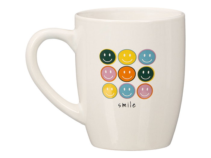 VESSIA Taza de Porcelana Smile 350 ml Blanco-Multicolor