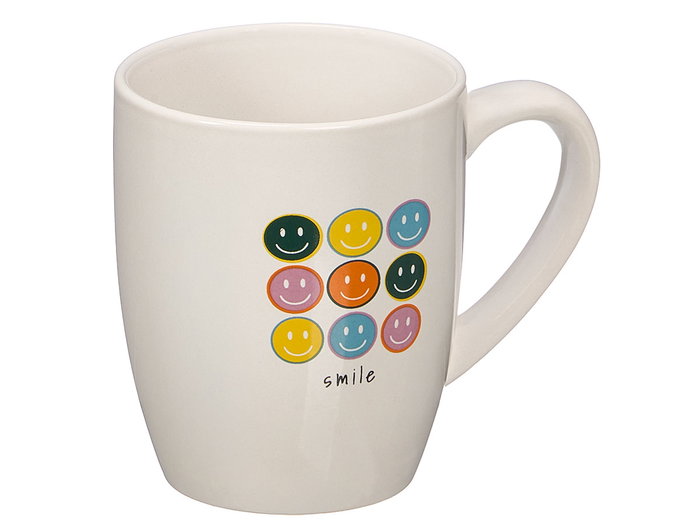 VESSIA Taza de Porcelana Smile 350 ml Blanco-Multicolor