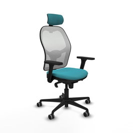PIQUERAS Y CRESPO Silla de oficina Jorquera con mecanismo Sincro, Turquesa y Blanco
