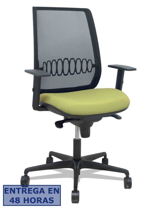 Piqueras y Crespo Silla Alares con mecanismo sincro, malla negra y asiento verde oliva Piqueras y Crespo Silla Alares con mecanismo sincro, malla negra y asiento verde oliva