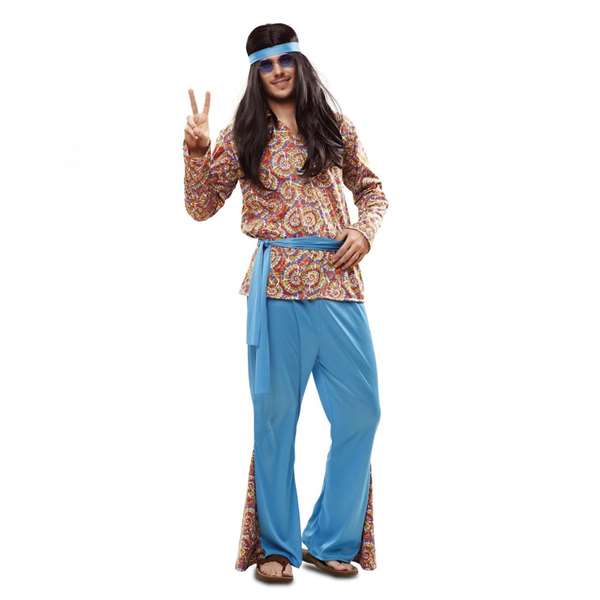 My Other Me Disfraz Psychedelic Hippie Camisa Pantalón Cinta Cabeza Cinturón Talla XL Multicolor