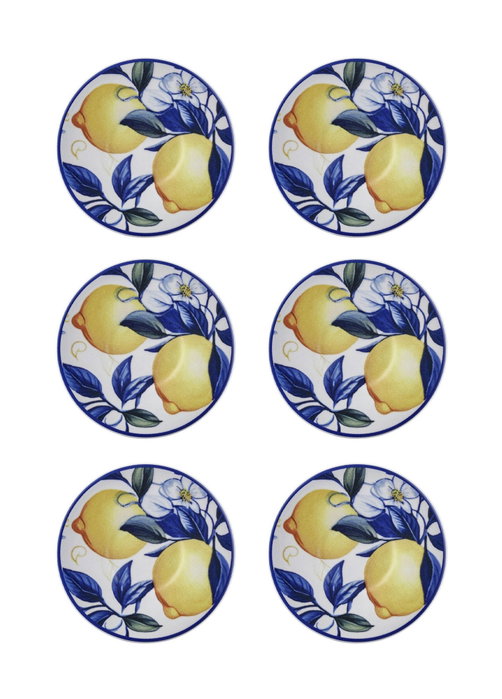 Hermia ODL0014 Juego de Platos de Cerámica Amarillo 6 Piezas 13x13x2 cm