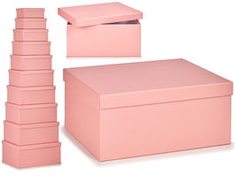 Pincello Set 10 Cajas Carton Rosa Pastel 37.5x17x29cm (Set de 2)