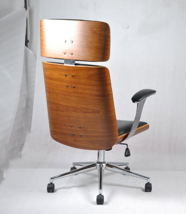DKD Home Decor Silla de Madera y PU con Ruedas Negro