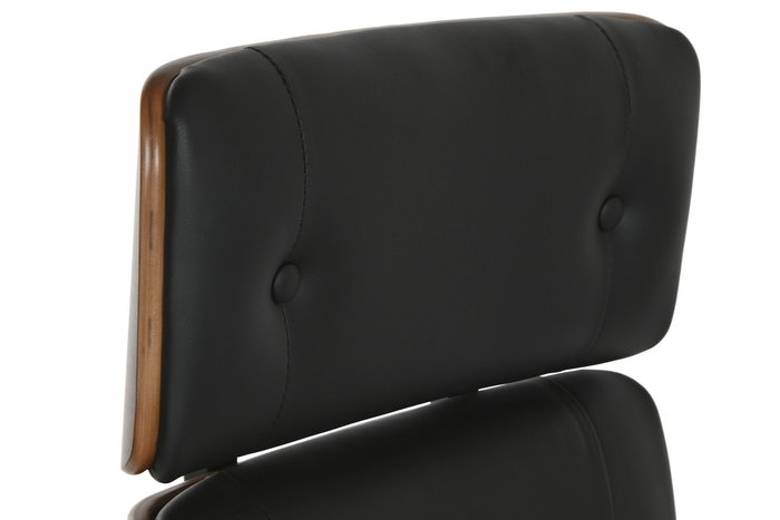 DKD Home Decor Silla de Madera y PU con Ruedas Negro DKD Home Decor Silla de Madera y PU con Ruedas Negro