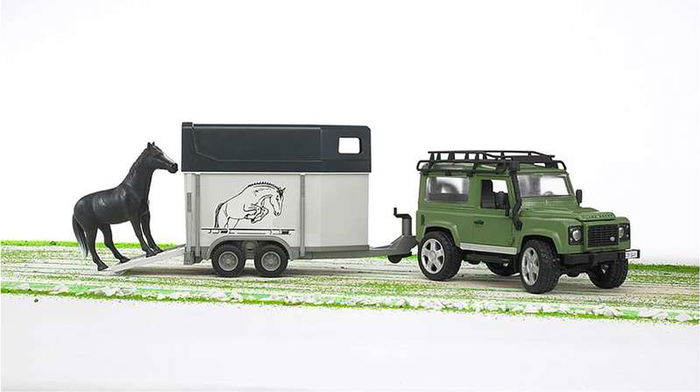 Bruder Coche Land Rover con Transporte Caballos Coche 28x13,8x15,3 cm Remolque 34x14x18 cm