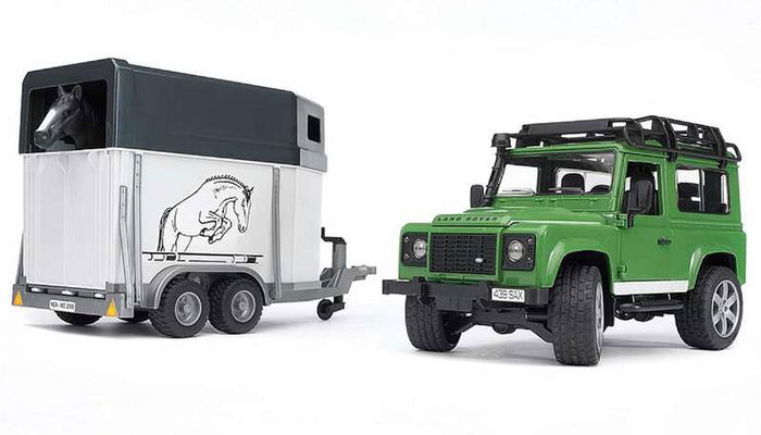 Bruder Coche Land Rover con Transporte Caballos Coche 28x13,8x15,3 cm Remolque 34x14x18 cm