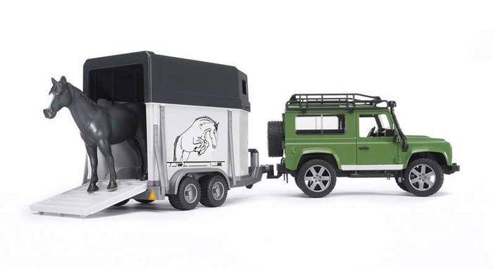 Bruder Coche Land Rover con Transporte Caballos Coche 28x13,8x15,3 cm Remolque 34x14x18 cm