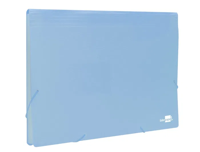 Liderpapel Carpeta Clasificador Fuelle Polipropileno DIN A4 Celeste Opaco 13 Departamentos con Cierre de Gomas