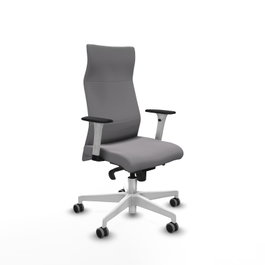 PIQUERAS Y CRESPO Sillón Albacete Gris con Mecanismo Sincro y Base Blanca