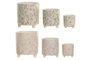 DKD Home Decor Macetero Shabby Blanco Verde Set de 3 (2 Unidades) 13.7 x 14.7 x 13.7 cm