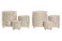 DKD Home Decor Macetero Shabby Blanco Verde Set de 3 (2 Unidades) 13.7 x 14.7 x 13.7 cm