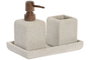 DKD Home Decor Set de Baño de 3 Piezas en Resina y ABS, Crema
