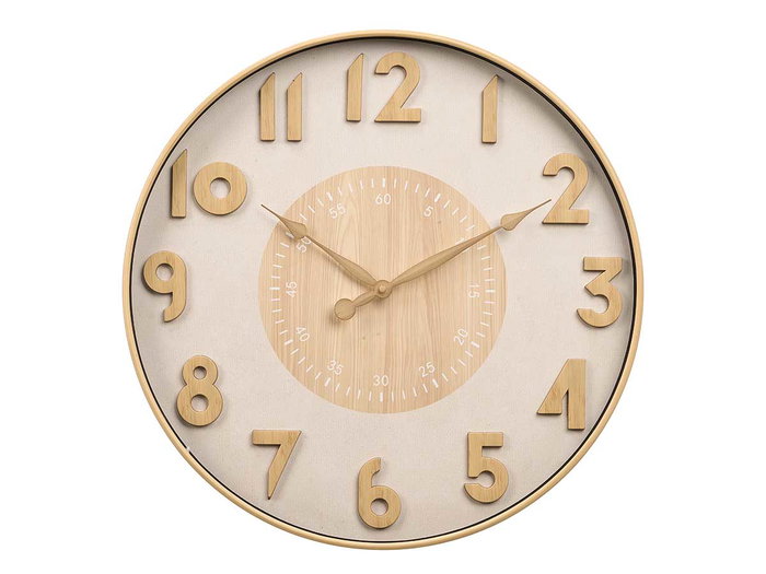 GIFTDECOR Reloj de Pared con Números en Relieve Efecto Madera 50cm
