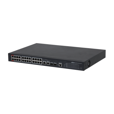 Dahua Switch Gestionable L2 DH-PFS4226-24ET-360-V3 - 24 Puertos PoE+ (10/100) + 2 SFP Gigabit, Hi-PoE 360W, Rackable