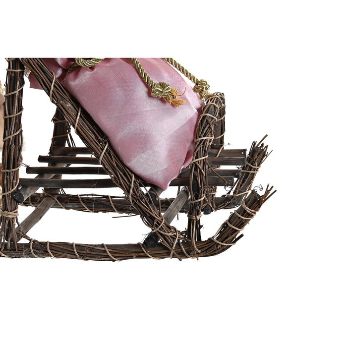DKD Home Decor Figura de Trineo con Papá Noel Rosa y Gris