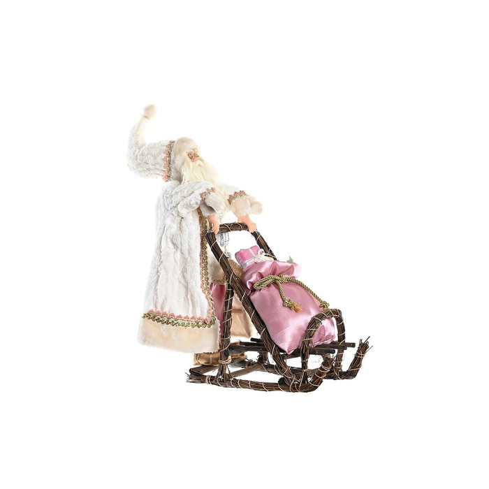 DKD Home Decor Figura de Trineo con Papá Noel Rosa y Gris