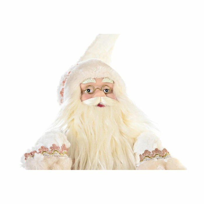 DKD Home Decor Figura de Trineo con Papá Noel Rosa y Gris
