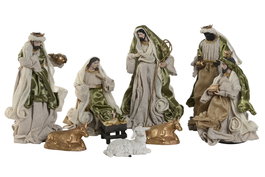DKD Home Decor Set de Nacimiento de 9 Piezas Beige y Verde en Poliéster