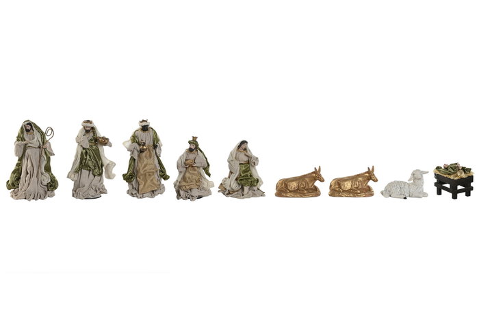 DKD Home Decor Set de Nacimiento de 9 Piezas Beige y Verde en Poliéster DKD Home Decor Set de Nacimiento de 9 Piezas Beige y Verde en Poliéster