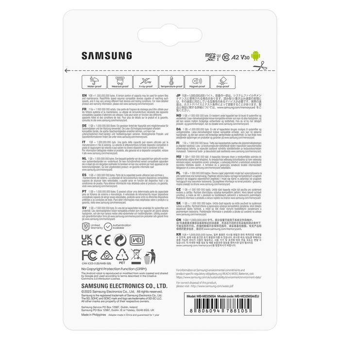 Tarjeta de Memoria Micro SDXC Samsung MB-MD256SA/EU 256 GB